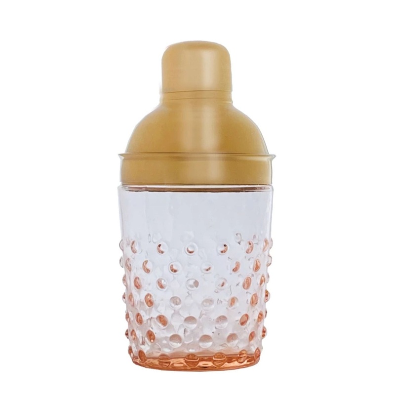 Hobnail Glass Cocktail Shaker – Pink/Gold