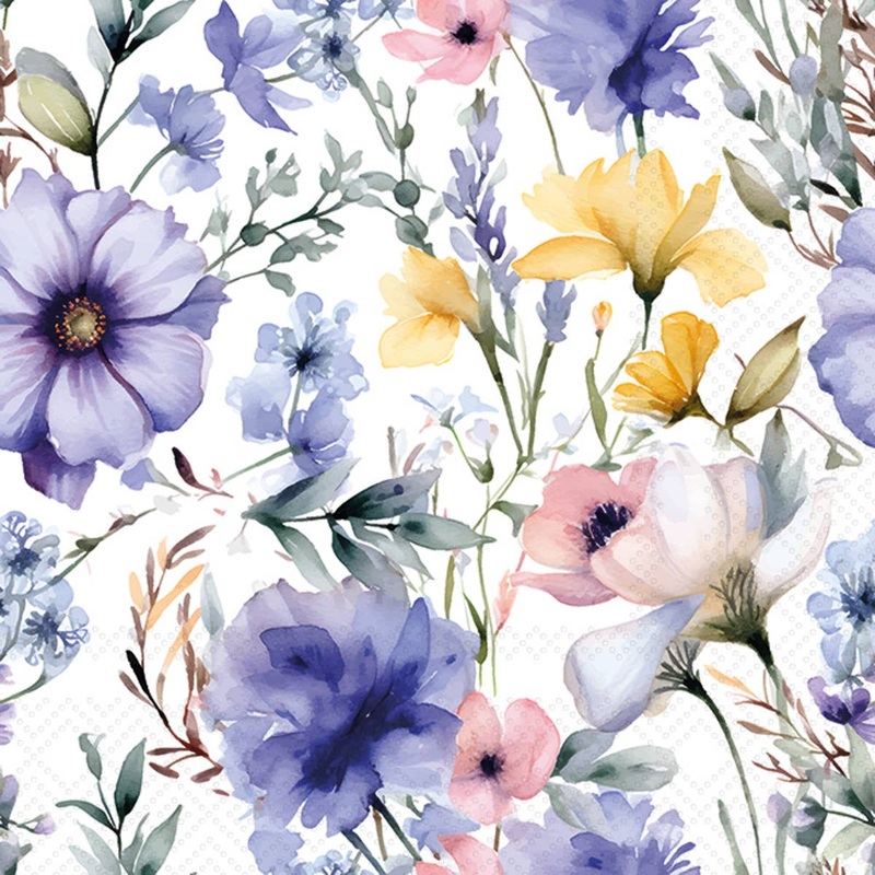 Purple Posy Cocktail Napkins Pack/20