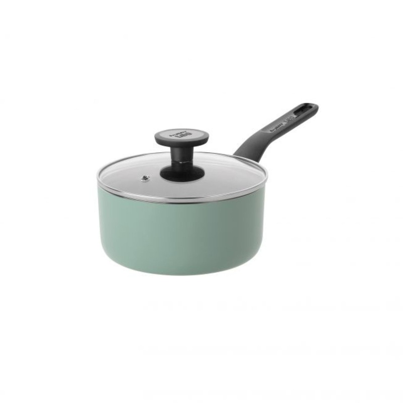 BergHOFF Sage Non-stick Aluminum Saucepan 7″, 2qt. With Glass Lid