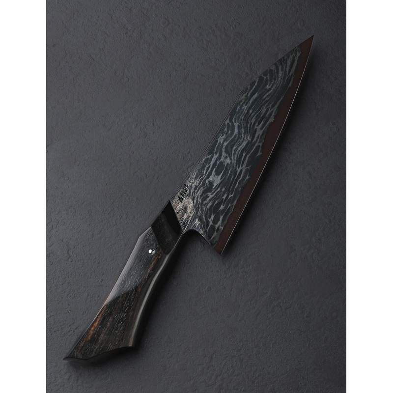 Black Bubble Damascus Chef 194mm