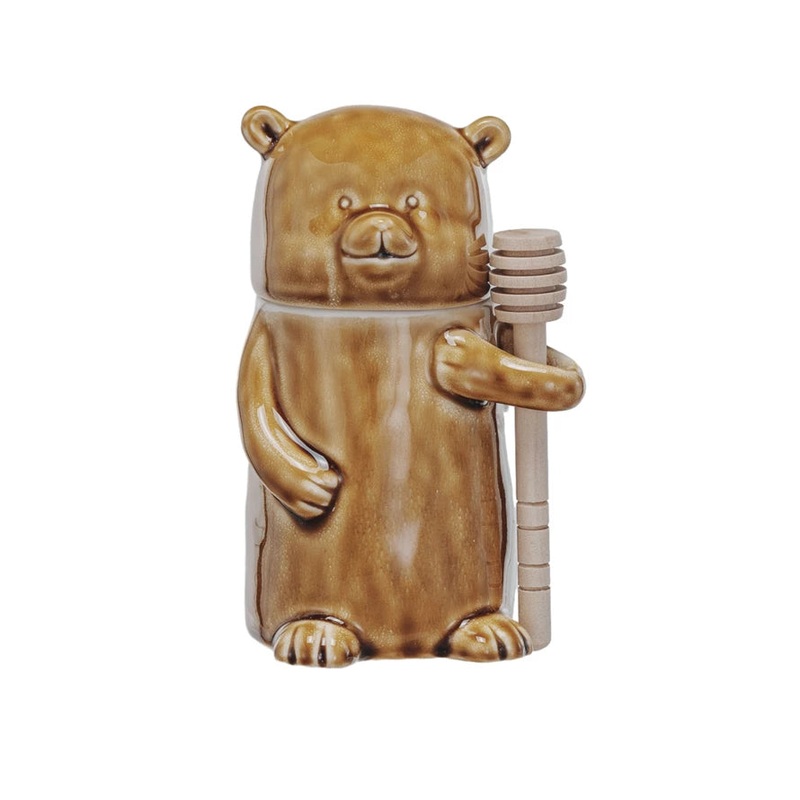Brown Bear Honey Jar w/ Honey Dipper