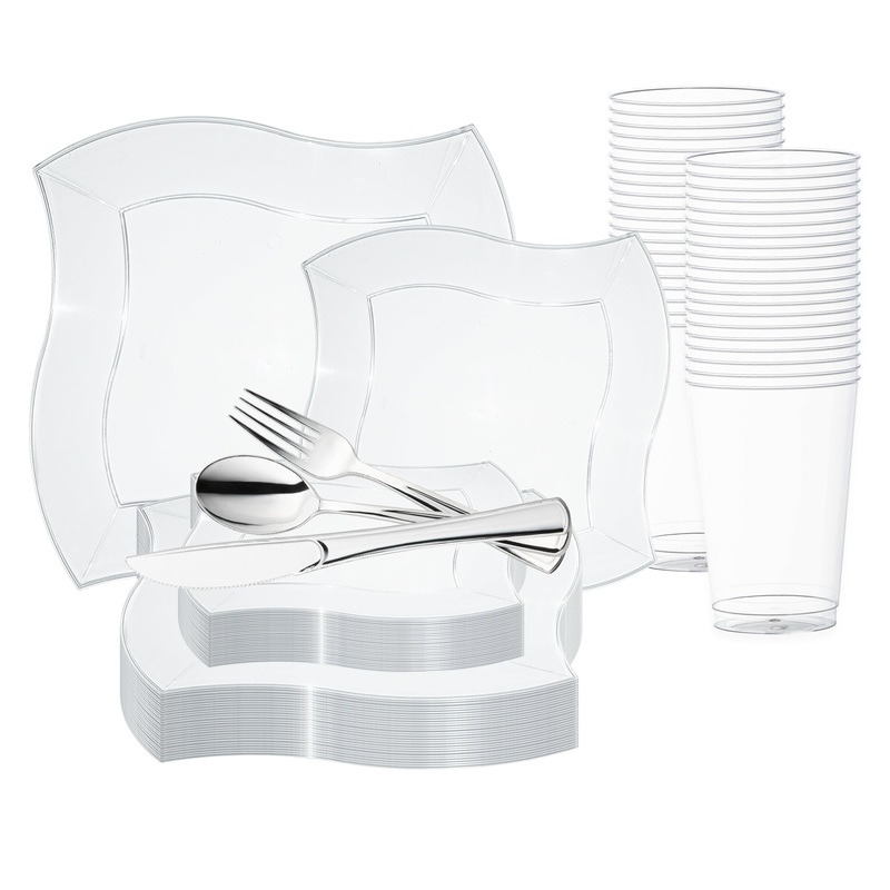 Clear Wave Plastic Wedding Value Set