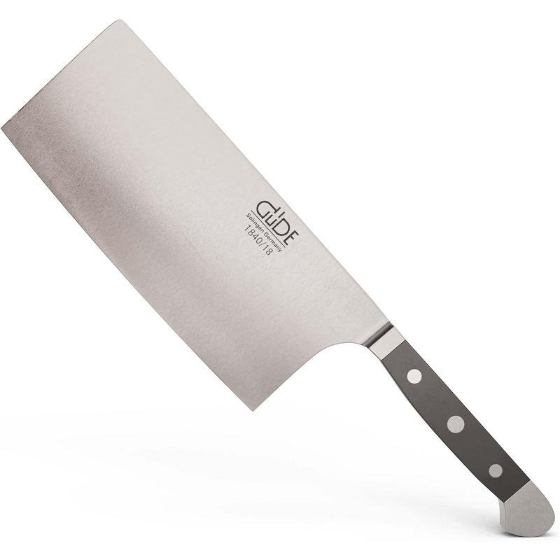 Gde Alpha Series – 7″ / 10.5 oz. Forged Double Bolster Cleaver, Black Hostaform Handle