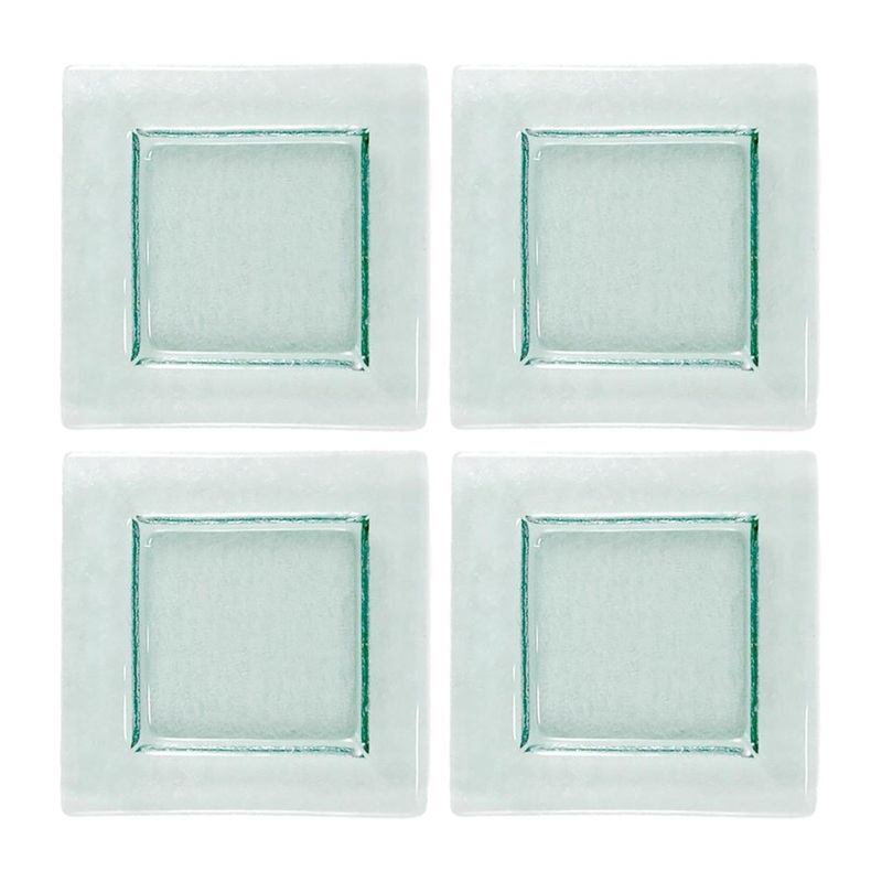 Glass Dinnerware 6″ x 6″ Square Clear Glass Plate (Set of 4)