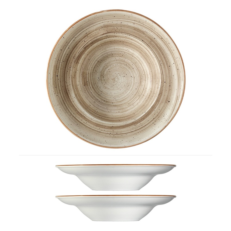 Terrain dia.10.75″ h:2.25″ 16 oz. Round Brown Porcelain Bowl (Set of 2)