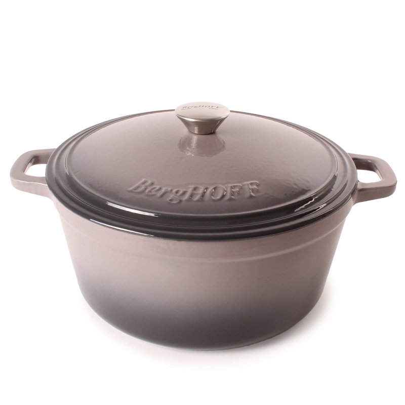 BergHOFF Neo Cast Iron 7qt. Round Dutch Oven 11″ with Lid, Oyster
