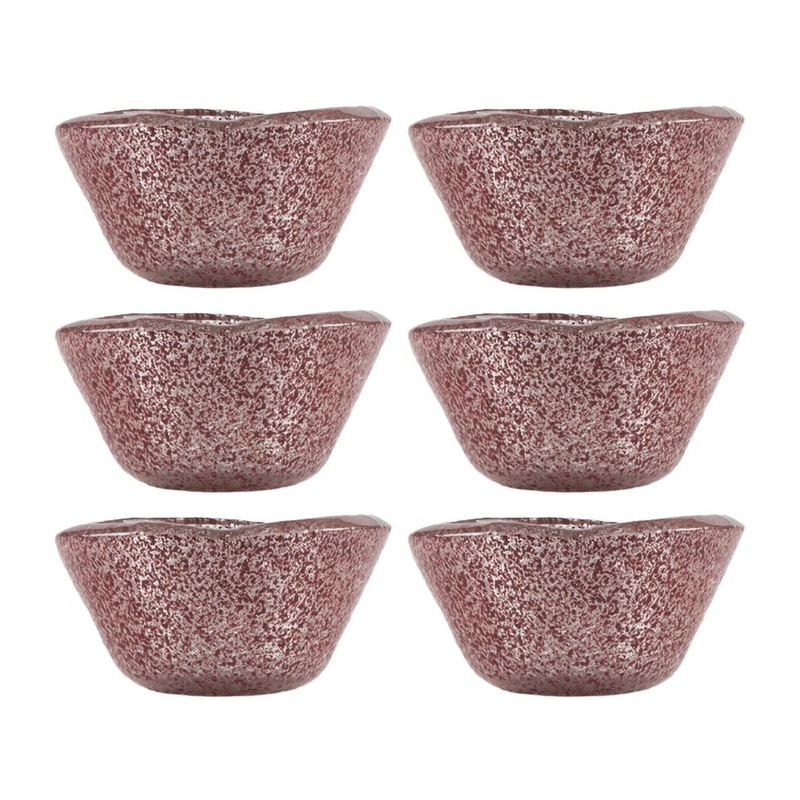 Glass Dinnerware dia.2.75″ h:1.5″ 2 oz. Round Pink Purple Glass Ramekin (Set of 6)