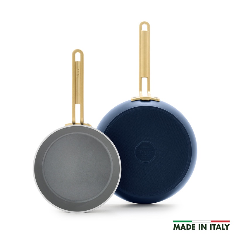 Stanley Tucci Ceramic Nonstick 8″ and 10″ Frypan Set | Marino Blue