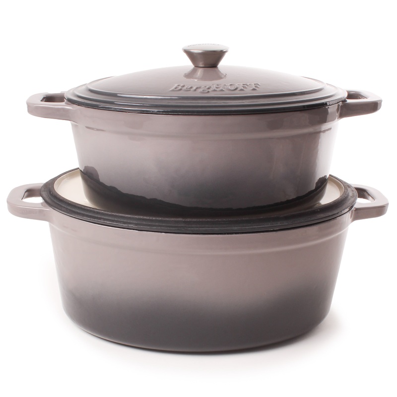 BergHOFF Neo 4pc Cast Iron Cookware Set, 5qt. & 8qt., Oyster