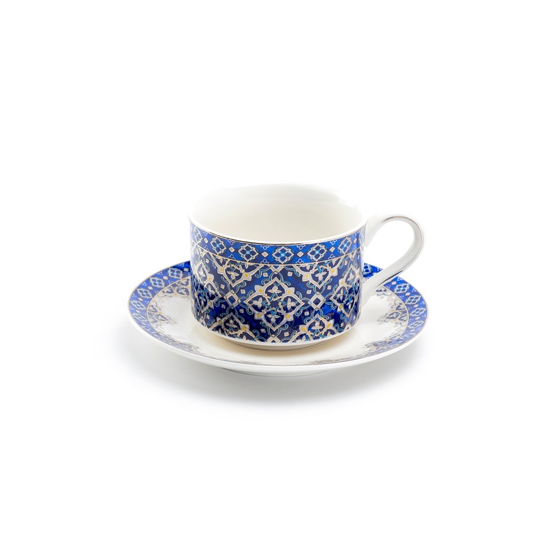 Blue Diamond Fine Porcelain Cup and Saucer