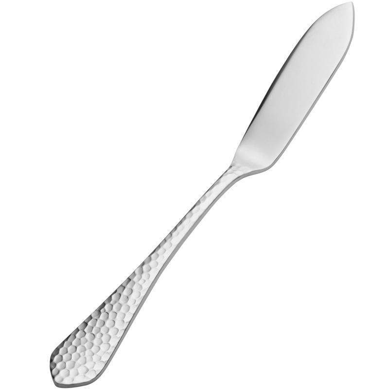 Bon Chef S1213 Reflections 6 5/8″ 18/10 Stainless Steel Extra Heavy Butter Spreader – 12/Pack