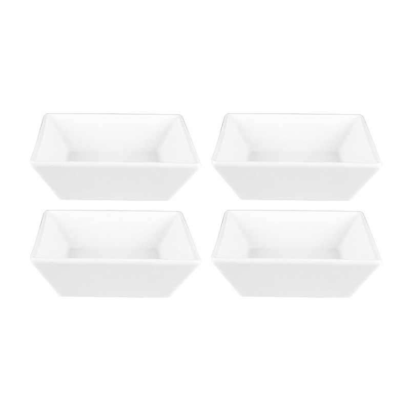 Porcelain Merid 5.5″ x 5.5″ x h:1.75″ 14 oz. Square White Porcelain Bowl (Set of 4)