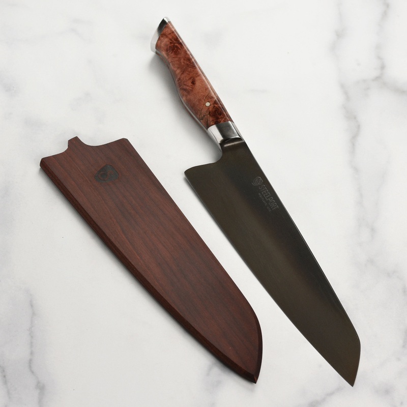 Steelport Carbon Steel 8″ Chef’s Knife with Oregon Maple Magnetic Sheath
