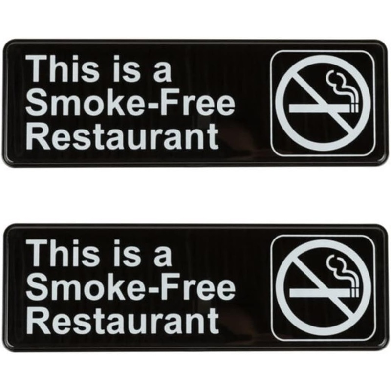 9″ x 3″ This is a Smoke-Free Restaurant Sign with Easy Peel Self-Adhesive White on Black Color Set of 2- Door Sign Waterproof Self Adhesive Store Signs Indoor/Outdoor Warning Marker Home Business Use