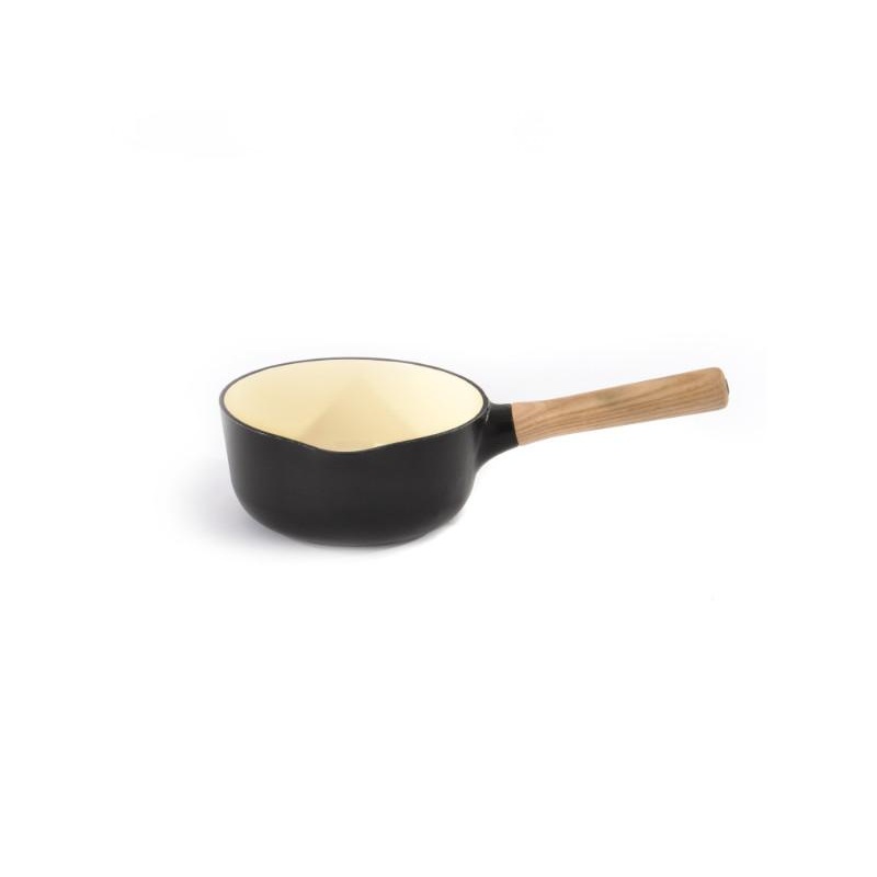 BergHOFF Ron 7″ Saucepan 1.8Qt., Black,  Enameled Cast Iron, Wood Handle
