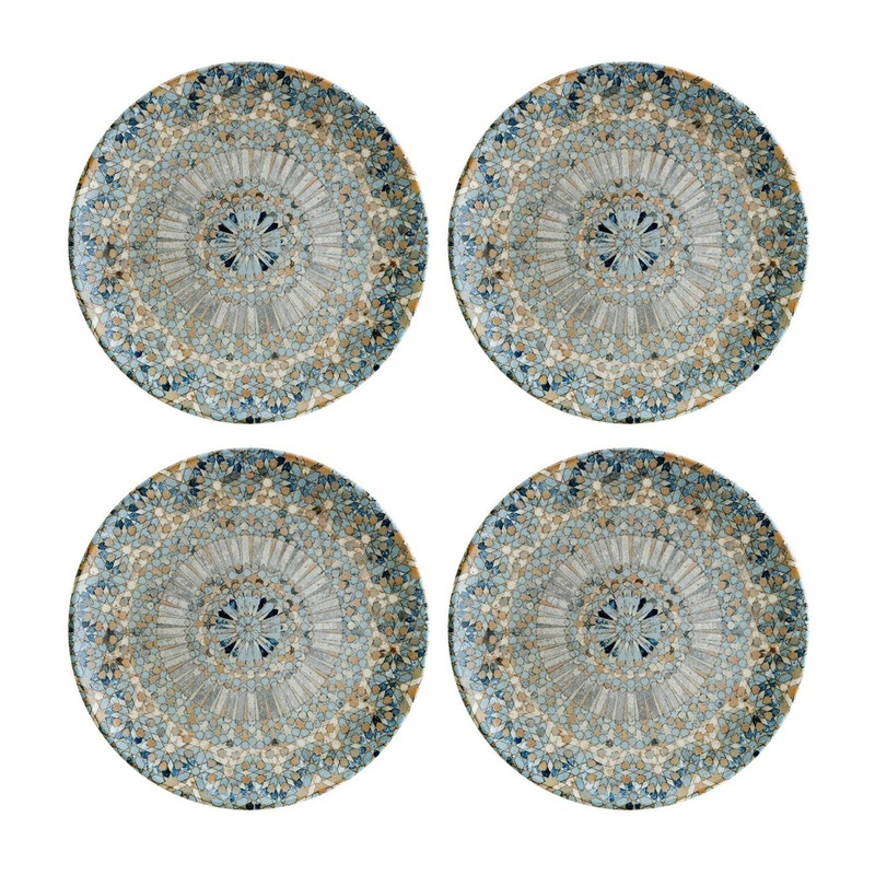 Luca Mosaic Matte dia.6.75″ Round Decorated Porcelain Plate (Set of 4)