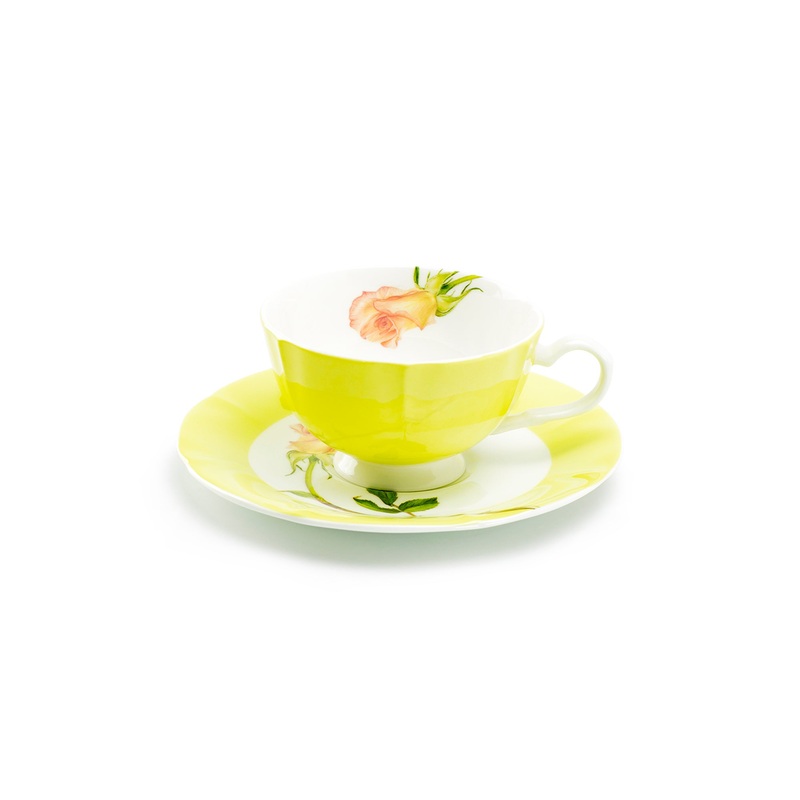 Pink Rose Bud Bone China Tea Cup and Saucer