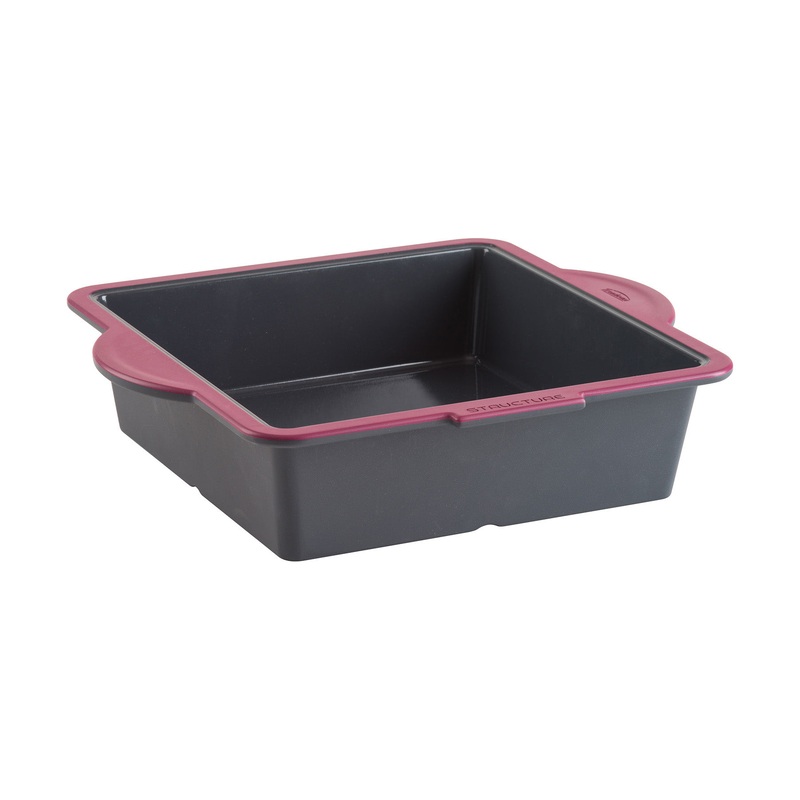 Trudeau Structure Silicone Pro 8″ x 8″ Square Cake Pan, Gray/Pink