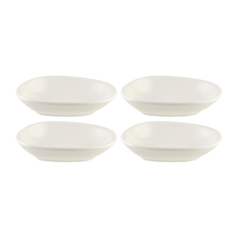 Vago 4″ x 3″ x h:0.75″ 1 oz. Organic Warm White Porcelain Bowl (Set of 4)
