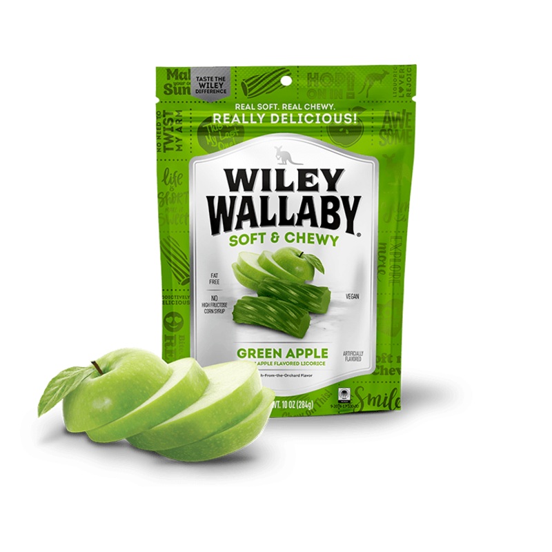 Wiley Wallaby Soft & Chewy Green Apple Licorice 10 oz