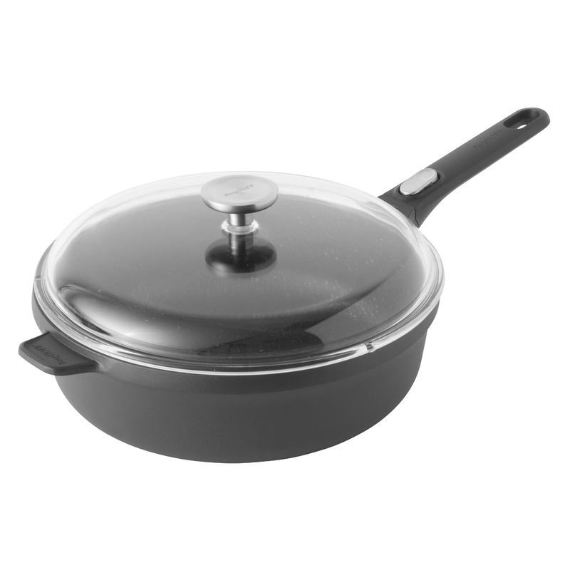 BergHOFF GEM 11″ Non-stick Saute Pan 4.6Qt., Detachable Handle, Black, Glass Lid