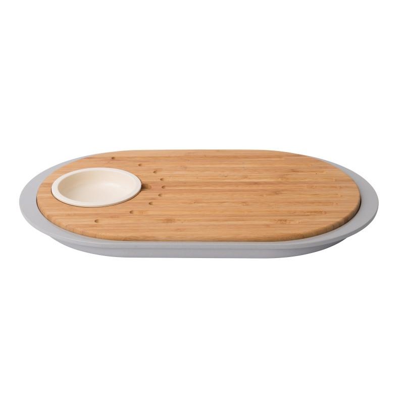 BergHOFF Leo Two-sided Tapas Cutting Board with Tray 15.25″, Grey