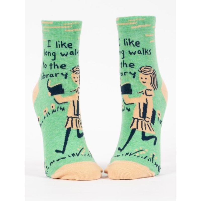 Blue Q Women’s Ankle Socks- I Like Long Walks to the Library