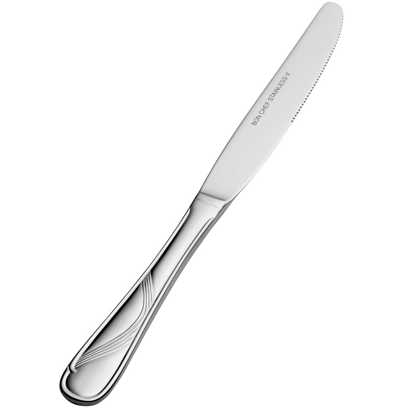 Bon Chef S2218 Wave 8″ 13/0 Stainless Steel Dessert Knife – 12/Pack
