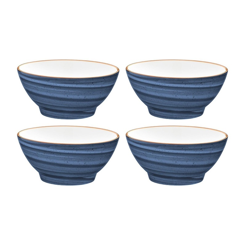 Dusk dia.4.75″ h:2.25″ 10 oz. Round Blue Porcelain Bowl (Set of 4)