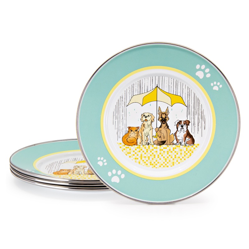 Raining Cats And Dogs Child Plates – Set of 4