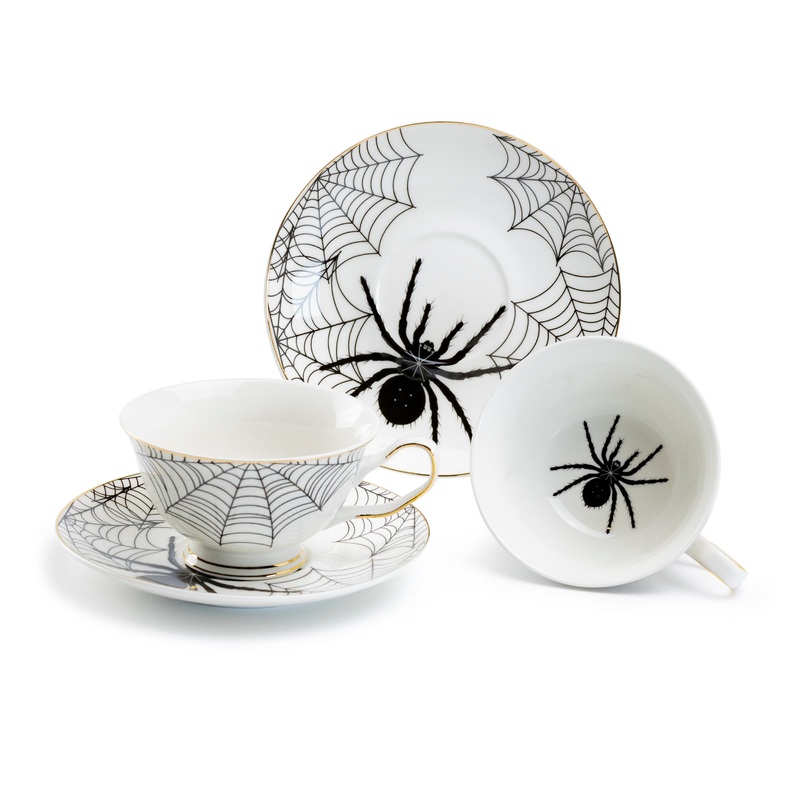 Spider White Gold Tea Cup and Saucer