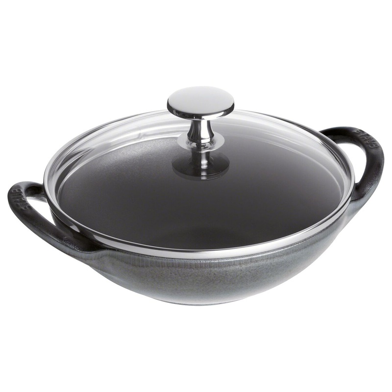 Staub Cast Iron Graphite Grey Baby Wok, 0.5-Quart