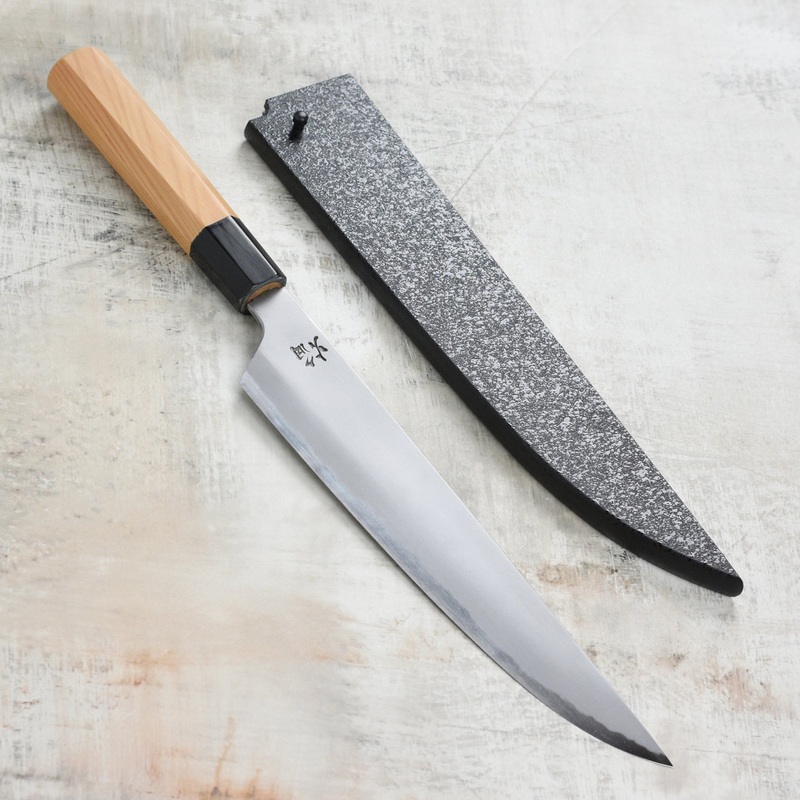 Takayuki x Itsuo Doi Homura Aogami #2 9.4″ Sujihiki with Saya