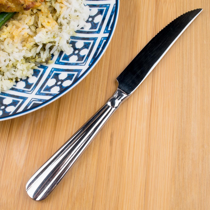 Acopa Harmony 9 3/8″ 18/8 Stainless Steel Extra Heavy Weight Steak Knife – 12/Pack