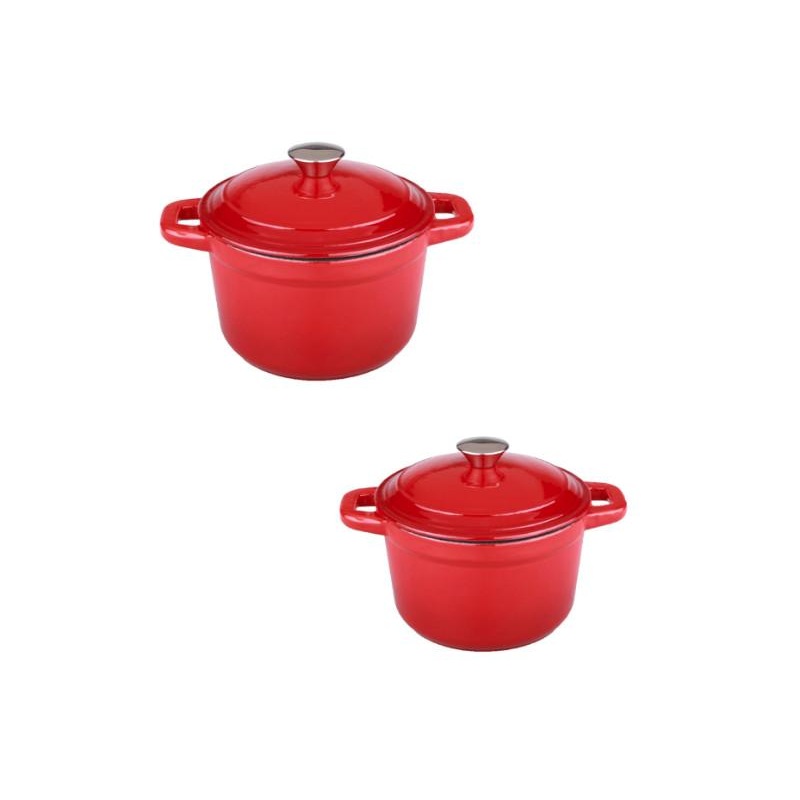 BergHOFF Neo 4pc Cast Iron Cookware Set, 3qt. & 7qt., Red