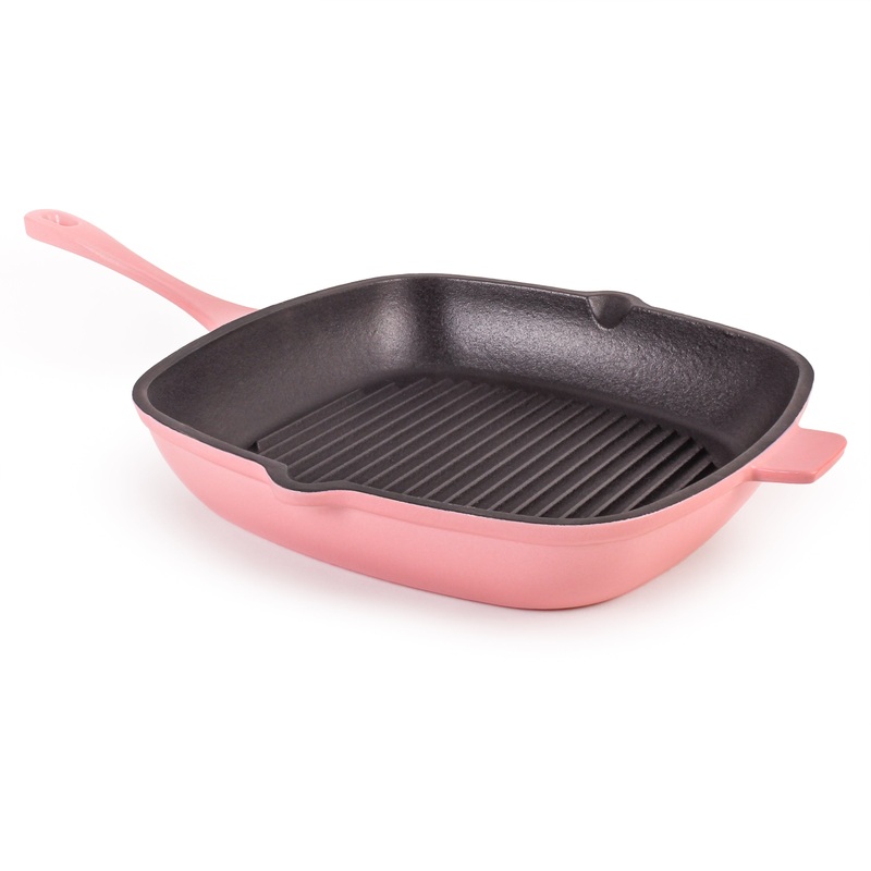 BergHOFF Neo Cast Iron Square Grill Pan 11″, Pink