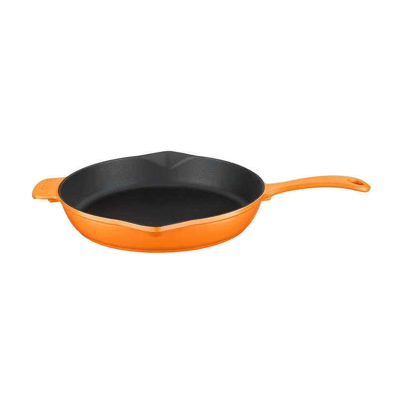 Cast Iron dia.11″ h:2″ Round Orange Cast Iron Skillet