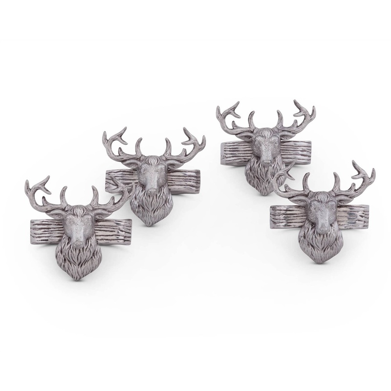 Elk Head Napkin Rings, Set/4