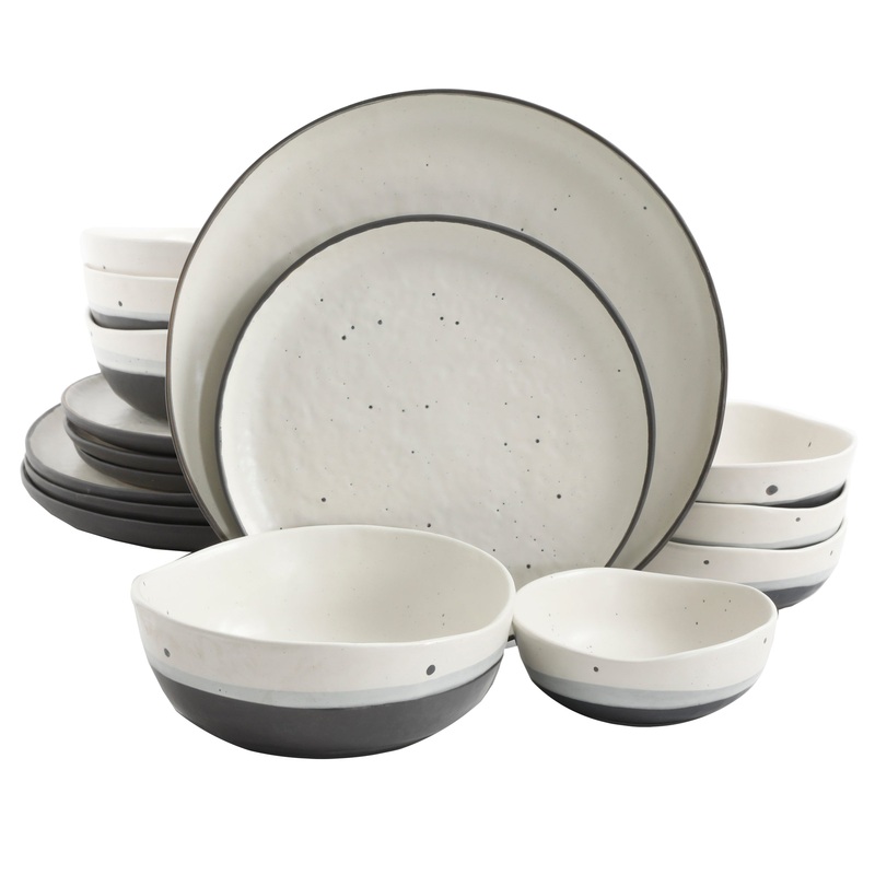 Gibson Elite Rhinebeck 16-Piece Double Bowl Reactive Stoneware Dinnerware Set
