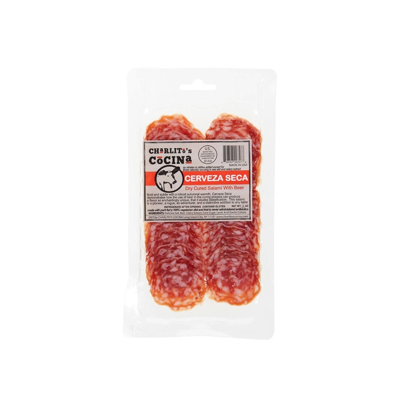 Charlitos Cocina Cerveza Seca – Dry Cured Beer Salamis (Presliced) – 15 x 3oz by Farm2Me