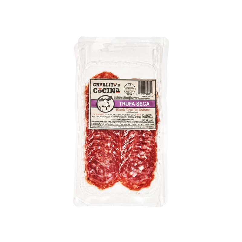 Charlitos Cocina Trufa Seca – Dry Cured Black Truffle Salami (Presliced) – 15 x 3oz by Farm2Me