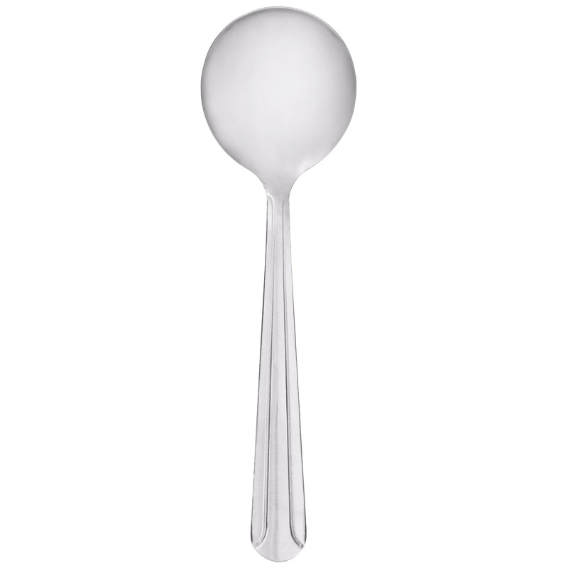Choice Dominion 5 7/8″ 18/0 Stainless Steel Bouillon Spoon – 12/Pack