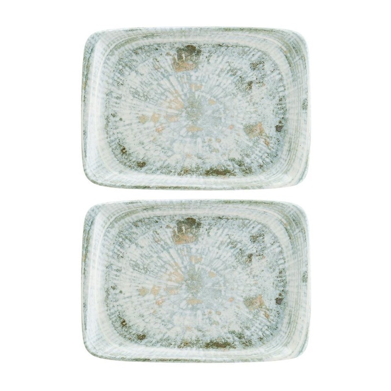 Odette 9″ x 6″ Rectangular Decorated Porcelain Plate (Set of 2)