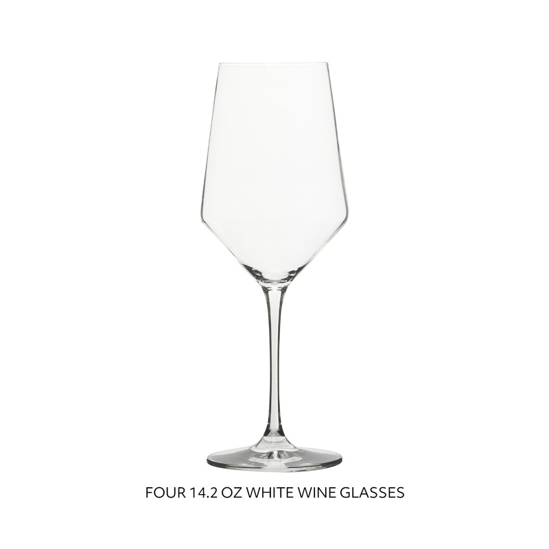 Sur La Table Kitchen Essentials Crystal Clear 18 OZ 4 Pack All Purpose White Wine Glass With Modern Curve Silhouette