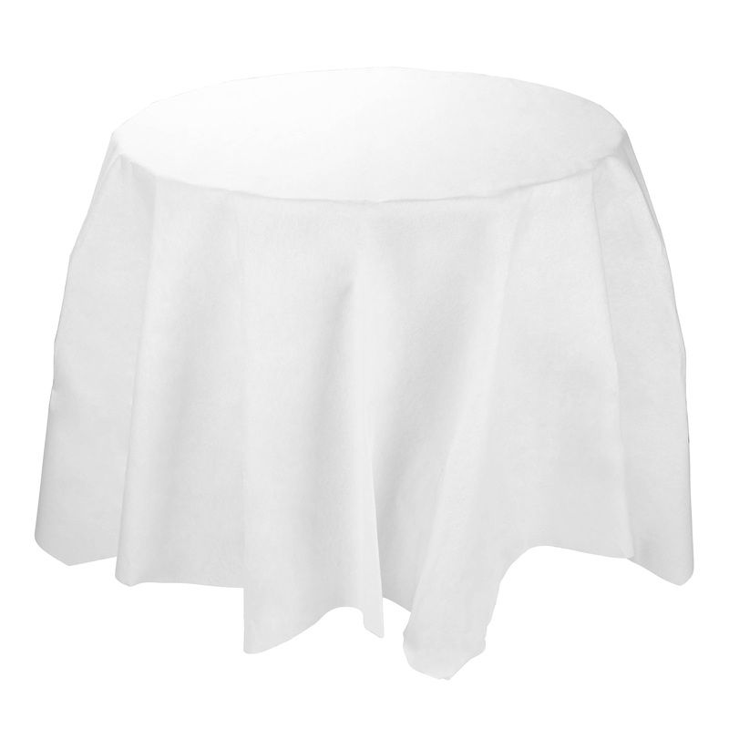 White Octy Round Linen-Like Tablecloths (82″)