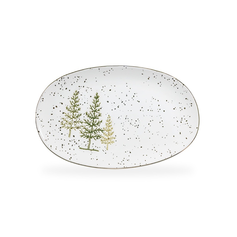 Winter Pine Trees 12″ Oval Platter