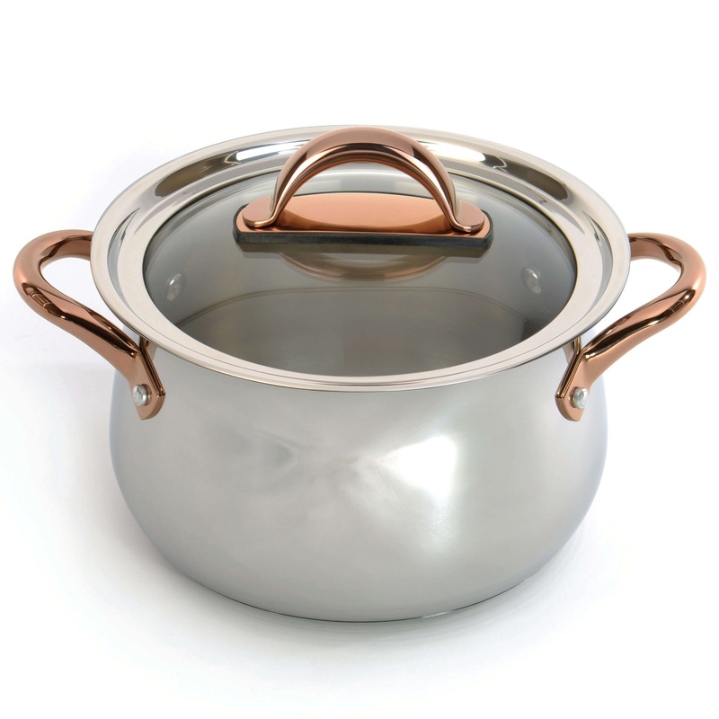 BergHOFF Ouro Gold 18/10 Stainless Steel 9.5″ Stockpot with Glass Lid 8.1qt.