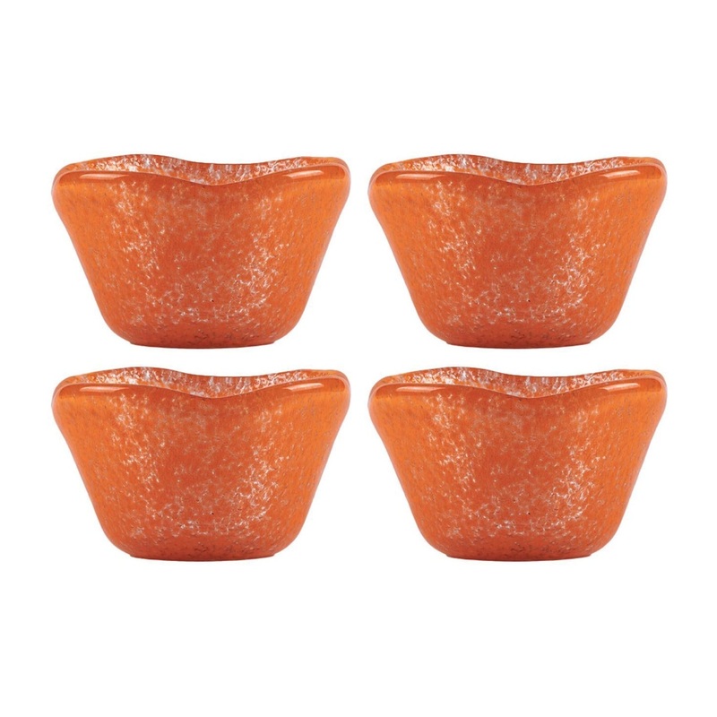 Glass Dinnerware dia.3.25″ h:2″ 4 oz. Round Orange Glass Ramekin (Set of 4)