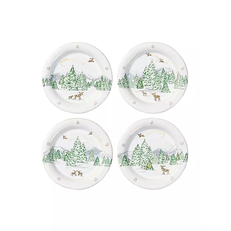 Juliska Berry & Thread North Pole Side/Cocktail Plates Set/4