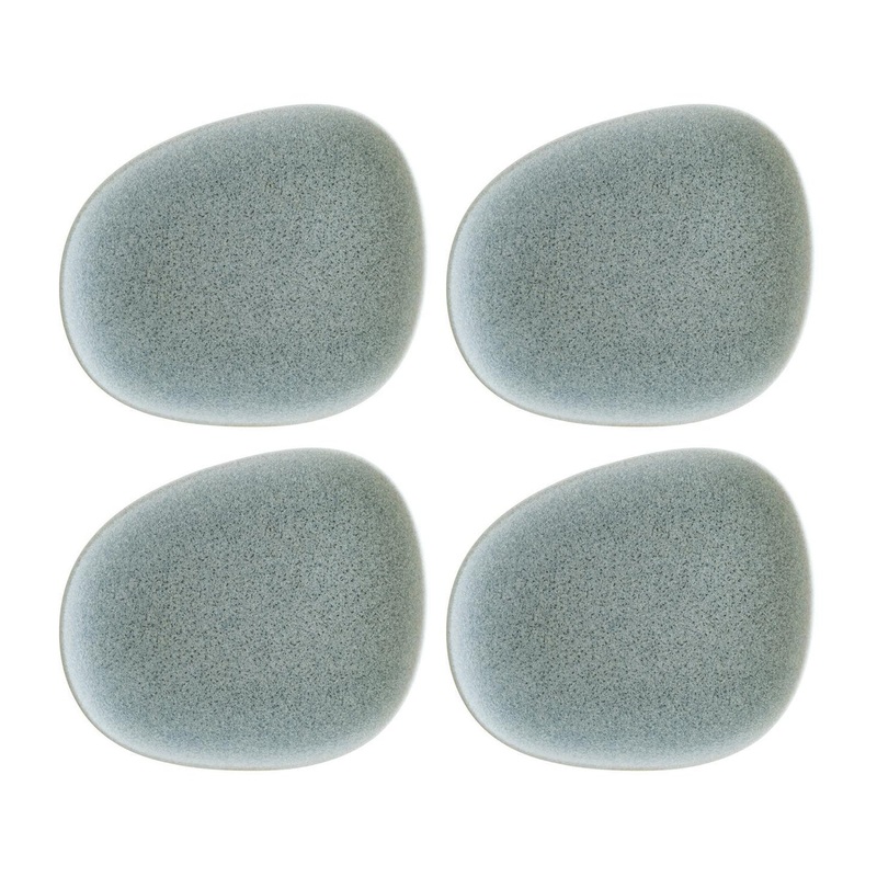 Luca Ocean Matte 9.5″ x 7.5″ Organic Blue Porcelain Plate (Set of 4)